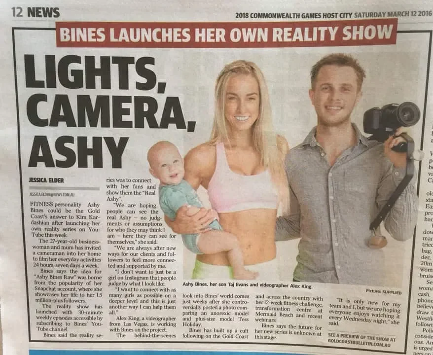 Newspaper feature about Ashy Bines and Alex King
